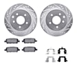 WGUH1-67099 Rear Brake Disc and Pad Kit, Silver zinc-plated, Cross-drilled and Slotted, 305 mm, OE Replacement, R1 eLINE Silver Rotors wtih Optimum OEp Pads Series
