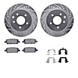 WGUH1-67099 Rear Brake Disc and Pad Kit, Silver zinc-plated, Cross-drilled and Slotted, 305 mm, OE Replacement, R1 eLINE Silver Rotors wtih Optimum OEp Pads Series