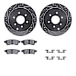 WGUH1-67110 Rear Brake Disc and Pad Kit, Silver zinc-plated, Cross-drilled and Slotted, 300 mm, OE Replacement, R1 eLINE Silver Rotors wtih Optimum OEp Pads Series
