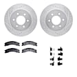 WGUH1-67121 Front Brake Disc and Pad Kit, Silver zinc-plated, Cross-drilled and Slotted, 361 mm, OE Replacement, R1 eLINE Silver Rotors wtih Optimum OEp Pads Series