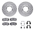 WGUH1-72026 Front Brake Disc and Pad Kit, Silver zinc-plated, Cross-drilled and Slotted, 279 mm, OE Replacement, R1 eLINE Silver Rotors wtih Optimum OEp Pads Series