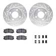 WGUH1-72041 Front Brake Disc and Pad Kit, Silver zinc-plated, Cross-drilled and Slotted, 267 mm, OE Replacement, R1 eLINE Silver Rotors wtih Optimum OEp Pads Series