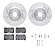 WGUH1-72065 Front Brake Disc and Pad Kit, Silver zinc-plated, Cross-drilled and Slotted, 351 mm, OE Replacement, R1 eLINE Silver Rotors wtih Optimum OEp Pads Series