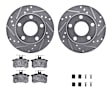 WGUH1-73005 Rear Brake Disc and Pad Kit, Silver zinc-plated, Cross-drilled and Slotted, 244 mm, OE Replacement, R1 eLINE Silver Rotors wtih Optimum OEp Pads Series