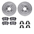 WGUH1-73069 Rear Brake Disc and Pad Kit, Silver zinc-plated, Cross-drilled and Slotted, 300 mm, OE Replacement, R1 eLINE Silver Rotors wtih Optimum OEp Pads Series