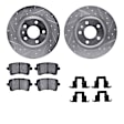 WGUH1-73069 Rear Brake Disc and Pad Kit, Silver zinc-plated, Cross-drilled and Slotted, 300 mm, OE Replacement, R1 eLINE Silver Rotors wtih Optimum OEp Pads Series