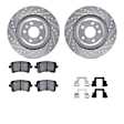 WGUH1-73089 Rear Brake Disc and Pad Kit, Silver zinc-plated, Cross-drilled and Slotted, 330 mm, OE Replacement, R1 eLINE Silver Rotors wtih Optimum OEp Pads Series
