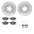 WGUH1-74025 Front Brake Disc and Pad Kit, Silver zinc-plated, Cross-drilled and Slotted, 305 mm, OE Replacement, R1 eLINE Silver Rotors wtih Optimum OEp Pads Series
