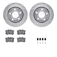 WGUH1-74050 Rear Brake Disc and Pad Kit, Silver zinc-plated, Cross-drilled and Slotted, 269 mm, OE Replacement, R1 eLINE Silver Rotors wtih Optimum OEp Pads Series