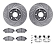 WGUH1-76061 Front Brake Disc and Pad Kit, Silver zinc-plated, Cross-drilled and Slotted, 305 mm, OE Replacement, R1 eLINE Silver Rotors wtih Optimum OEp Pads Series