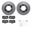 WGUH1-76077 Front Brake Disc and Pad Kit, Silver zinc-plated, Cross-drilled and Slotted, 330 mm, OE Replacement, R1 eLINE Silver Rotors wtih Optimum OEp Pads Series