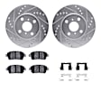 WGUH1-76095 Front Brake Disc and Pad Kit, Silver zinc-plated, Cross-drilled and Slotted, 264 mm, OE Replacement, R1 eLINE Silver Rotors wtih Optimum OEp Pads Series