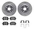 WGUH1-76113 Front Brake Disc and Pad Kit, Silver zinc-plated, Cross-drilled and Slotted, 305 mm, OE Replacement, R1 eLINE Silver Rotors wtih Optimum OEp Pads Series