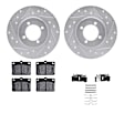 WGUH1-76123 Front Brake Disc and Pad Kit, Silver zinc-plated, Cross-drilled and Slotted, 267 mm, OE Replacement, R1 eLINE Silver Rotors wtih Optimum OEp Pads Series