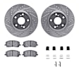 WGUH1-76131 Front Brake Disc and Pad Kit, Silver zinc-plated, Cross-drilled and Slotted, 305 mm, OE Replacement, R1 eLINE Silver Rotors wtih Optimum OEp Pads Series