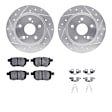 WGUH1-76139 Rear Brake Disc and Pad Kit, Silver zinc-plated, Cross-drilled and Slotted, 279 mm, OE Replacement, R1 eLINE Silver Rotors wtih Optimum OEp Pads Series