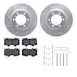 WGUH1-76148 Front Brake Disc and Pad Kit, Silver zinc-plated, Cross-drilled and Slotted, 338 mm, OE Replacement, R1 eLINE Silver Rotors wtih Optimum OEp Pads Series