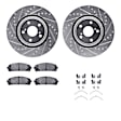 WGUH1-76164 Front Brake Disc and Pad Kit, Silver zinc-plated, Cross-drilled and Slotted, 343 mm, OE Replacement, R1 eLINE Silver Rotors wtih Optimum OEp Pads Series
