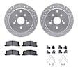 WGUH1-76172 Rear Brake Disc and Pad Kit, Silver zinc-plated, Cross-drilled and Slotted, 305 mm, OE Replacement, R1 eLINE Silver Rotors wtih Optimum OEp Pads Series