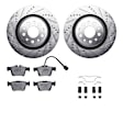 WGUH1-79001 Rear Brake Disc and Pad Kit, Silver zinc-plated, Cross-drilled and Slotted, 330 mm, OE Replacement, R1 eLINE Silver Rotors wtih Optimum OEp Pads Series