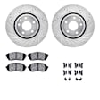 WGUH1-80078 Front Brake Disc and Pad Kit, Silver zinc-plated, Cross-drilled and Slotted, 320 mm, OE Replacement, R1 eLINE Silver Rotors wtih Optimum OEp Pads Series