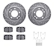 WGUH1-80101 Front Brake Disc and Pad Kit, Silver zinc-plated, Cross-drilled and Slotted, 279 mm, OE Replacement, R1 eLINE Silver Rotors wtih Optimum OEp Pads Series