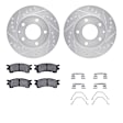 WGUH1-80142 Front Brake Disc and Pad Kit, Silver zinc-plated, Cross-drilled and Slotted, 267 mm, OE Replacement, R1 eLINE Silver Rotors wtih Optimum OEp Pads Series