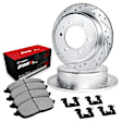 WGUH1-93002 Rear Brake Disc and Pad Kit, Silver zinc-plated, Cross-drilled and Slotted, 312 mm, OE Replacement, R1 eLINE Silver Rotors wtih Optimum OEp Pads Series