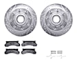 WGUH1-99299 Front Brake Disc and Pad Kit, Silver zinc-plated, Cross-drilled and Slotted, 356 mm, OE Replacement, R1 eLINE Silver Rotors wtih Optimum OEp Pads Series