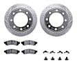 WGUH1-99582 Rear Brake Disc and Pad Kit, Silver zinc-plated, Cross-drilled and Slotted, 356 mm, OE Replacement, R1 eLINE Silver Rotors wtih Optimum OEp Pads Series