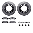 WGUH1-99582 Rear Brake Disc and Pad Kit, Silver zinc-plated, Cross-drilled and Slotted, 356 mm, OE Replacement, R1 eLINE Silver Rotors wtih Optimum OEp Pads Series