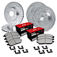WGUH2-21002 Front and Rear Brake Disc and Pad Kit, Silver zinc-plated, Cross-drilled and Slotted, 267 mm, OE Replacement, R1 eLINE Silver Rotors wtih Optimum OEp Pads Series