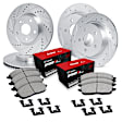 WGUH2-39014 Front and Rear Brake Disc and Pad Kit, Silver zinc-plated, Cross-drilled and Slotted, Front - 305 mm, Rear - 312 mm, OE Replacement, R1 eLINE Silver Rotors wtih Optimum OEp Pads Series