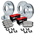 WGUH2-48029 Front and Rear Brake Disc and Pad Kit, Silver zinc-plated, Cross-drilled and Slotted, 330 mm, OE Replacement, R1 eLINE Silver Rotors wtih Optimum OEp Pads Series
