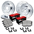 WGUH2-67065 Front and Rear Brake Disc and Pad Kit, Silver zinc-plated, Cross-drilled and Slotted, Front - 295 mm, Rear - 305 mm, OE Replacement, R1 eLINE Silver Rotors wtih Optimum OEp Pads Series
