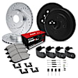WGUH2-76081 Front and Rear Brake Disc and Pad Kit, Silver zinc-plated, Cross-drilled and Slotted, 267 mm, OE Replacement, R1 eLINE Silver Rotors wtih Optimum OEp Pads Series