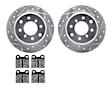 WGUN1-16000 Rear Brake Disc and Pad Kit, Silver zinc-plated, Cross-drilled and Slotted, 267 mm, OE Replacement, R1 eLINE Silver Rotors wtih Optimum OEp Pads Series