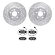 WGUN1-16033 Front Brake Disc and Pad Kit, Silver zinc-plated, Cross-drilled and Slotted, 284 mm, OE Replacement, R1 eLINE Silver Rotors wtih Optimum OEp Pads Series