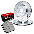 1972 BMW 3.0CSi - Front Brake Disc and Pad Kit, Silver zinc-plated, Cross-drilled and Slotted, 272 mm, OE Replacement, 3.0L 6Cyl, R1 eLINE Silver Rotors wtih Optimum OEp Pads Series