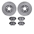 WGUN1-32025 Front Brake Disc and Pad Kit, Silver zinc-plated, Cross-drilled and Slotted, 307 mm, OE Replacement, R1 eLINE Silver Rotors wtih Optimum OEp Pads Series