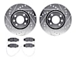 WGUN1-41001 Front Brake Disc and Pad Kit, Silver zinc-plated, Cross-drilled and Slotted, 264 mm, OE Replacement, R1 eLINE Silver Rotors wtih Optimum OEp Pads Series