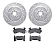 WGUN1-47004 Front Brake Disc and Pad Kit, Silver zinc-plated, Cross-drilled and Slotted, 279 mm, OE Replacement, R1 eLINE Silver Rotors wtih Optimum OEp Pads Series