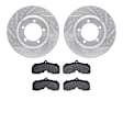 WGUN1-47117 Front Brake Disc and Pad Kit, Silver zinc-plated, Cross-drilled and Slotted, 305 mm, OE Replacement, R1 eLINE Silver Rotors wtih Optimum OEp Pads Series
