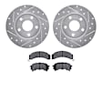 WGUN1-52051 Rear Brake Disc and Pad Kit, Silver zinc-plated, Cross-drilled and Slotted, 267 mm, OE Replacement, R1 eLINE Silver Rotors wtih Optimum OEp Pads Series