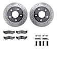 WGVH1-40008 Front Brake Disc and Pad Kit, Silver zinc-plated, Cross-drilled and Slotted, 330 mm, 4WD, R1 eLINE Silver Rotors with Performance Off-Road/Tow Pads Series