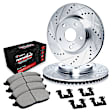 WGVH1-40008 Front Brake Disc and Pad Kit, Silver zinc-plated, Cross-drilled and Slotted, 330 mm, 4WD, R1 eLINE Silver Rotors with Performance Off-Road/Tow Pads Series