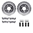 WGVH1-42030 Rear Brake Disc and Pad Kit, Silver zinc-plated, Cross-drilled and Slotted, 305 mm, R1 eLINE Silver Rotors with Performance Off-Road/Tow Pads Series