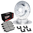 WGVH1-42030 Rear Brake Disc and Pad Kit, Silver zinc-plated, Cross-drilled and Slotted, 305 mm, R1 eLINE Silver Rotors with Performance Off-Road/Tow Pads Series