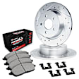 WGVH1-42034 Rear Brake Disc and Pad Kit, Silver zinc-plated, Cross-drilled and Slotted, 318 mm, R1 eLINE Silver Rotors with Performance Off-Road/Tow Pads Series