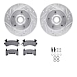 WGVH1-47011 Front Brake Disc and Pad Kit, Silver zinc-plated, Cross-drilled and Slotted, 279 mm, R1 eLINE Silver Rotors with Performance Off-Road/Tow Pads Series